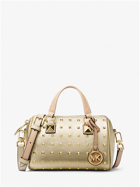 michael kors micro stud crossbody|Grayson Small Studded Metallic Leather Duffel Crossbody Bag.